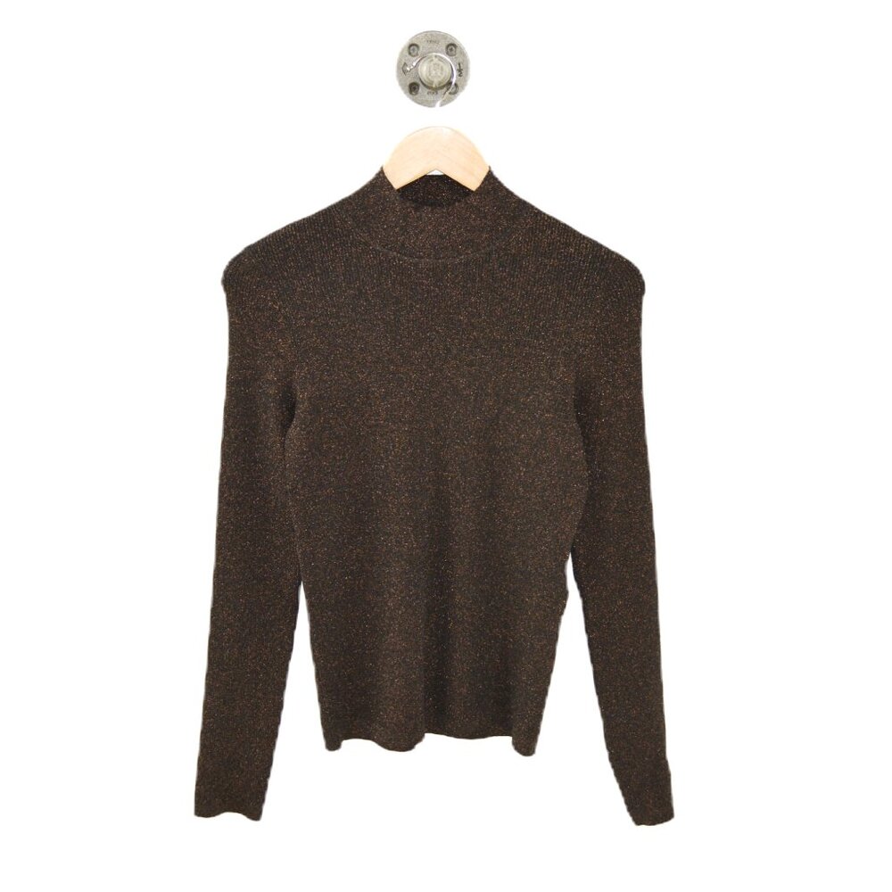 Maje metallic knit ribbed turtleneck sweater #217-122